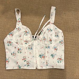 Kendall + Kylie White Floral Corset Top